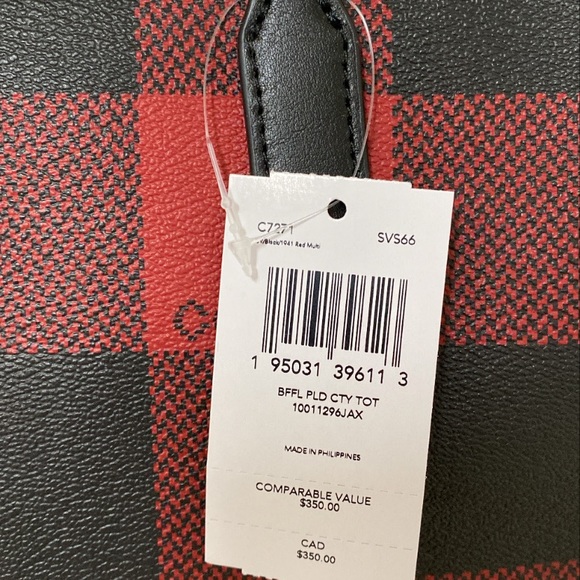 New💃Coach City Tote Handbag With Buffalo Plaid Print - Picture 12 of 12